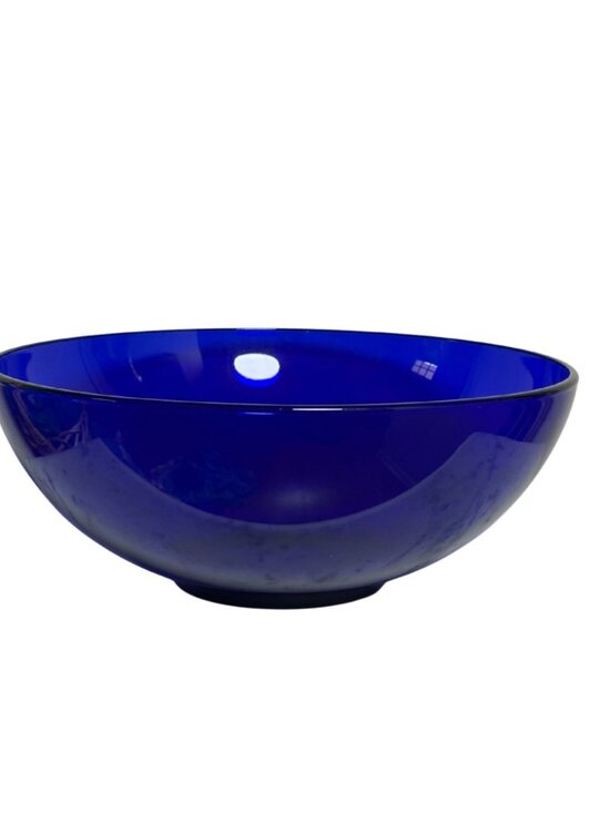 Large Cobalt Blue Glass Bowl 10.5” Hand Blown Decorative Centerpiece Modern Art - Picture 1 of 5